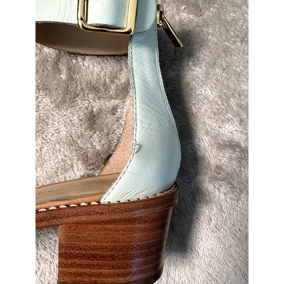 Loeffler Randall Henry Animal Print Gold Blue Block Heel Sandals Womens Size 7 - Picture 9 of 10